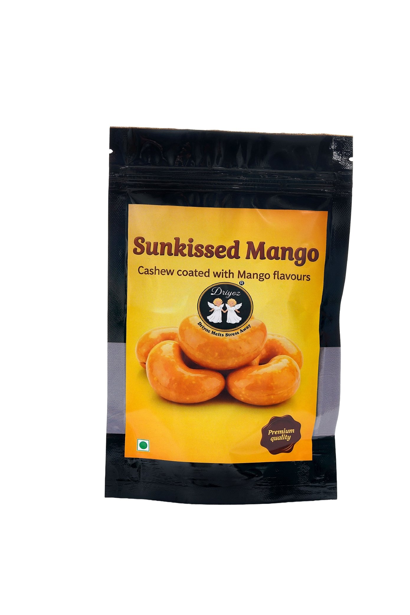 DRIYOZ Sunkissed Mango Cashews – Premium Cashew Nuts Coated with Mango Flavour Granules Food Essence (250 g)