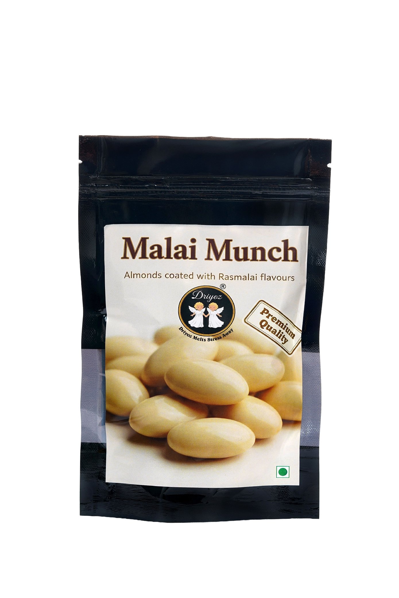 DRIYOZ Malai Munch Premium Almonds Coated with Rasmalai Flavour Granules Food Essence (250 g)
