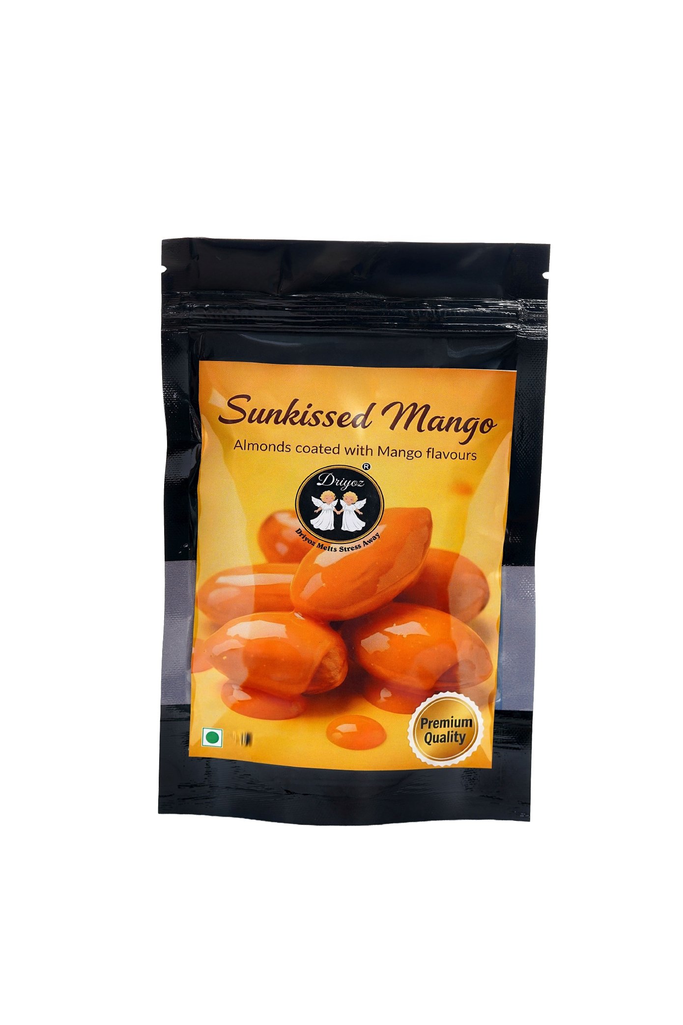 DRIYOZ Sunkissed Mango Almonds Premium Almonds Coated with Sweet Aromatic Mango Flavour Granules Food Essence (250 g)